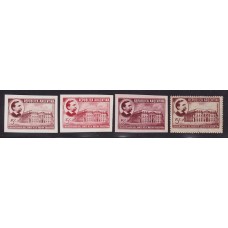 ARGENTINA 1941 GJ 853 ESTAMPILLA BANCO NACION CON 3 ENSAYOS EN COLORES NO ADOPTADOS